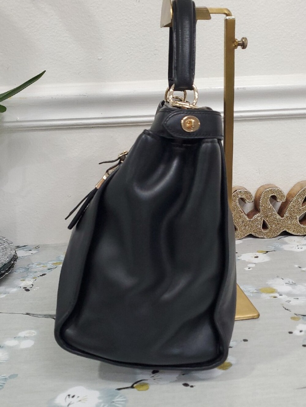 COACH Gramercy Black Leather Satchel Bag - Picture 7 of 17